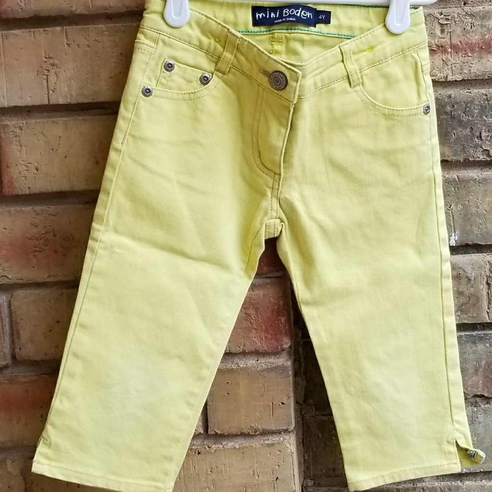 EUC Girl's Mini Boden Yellow Capri Denim Pants sz4